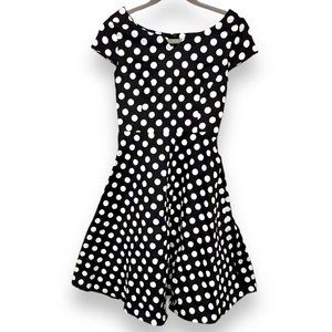 Cap sleeve polka dot fit and flare dress
